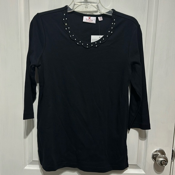Quacker Factory shirt black with sequins - Picture 1 of 8
